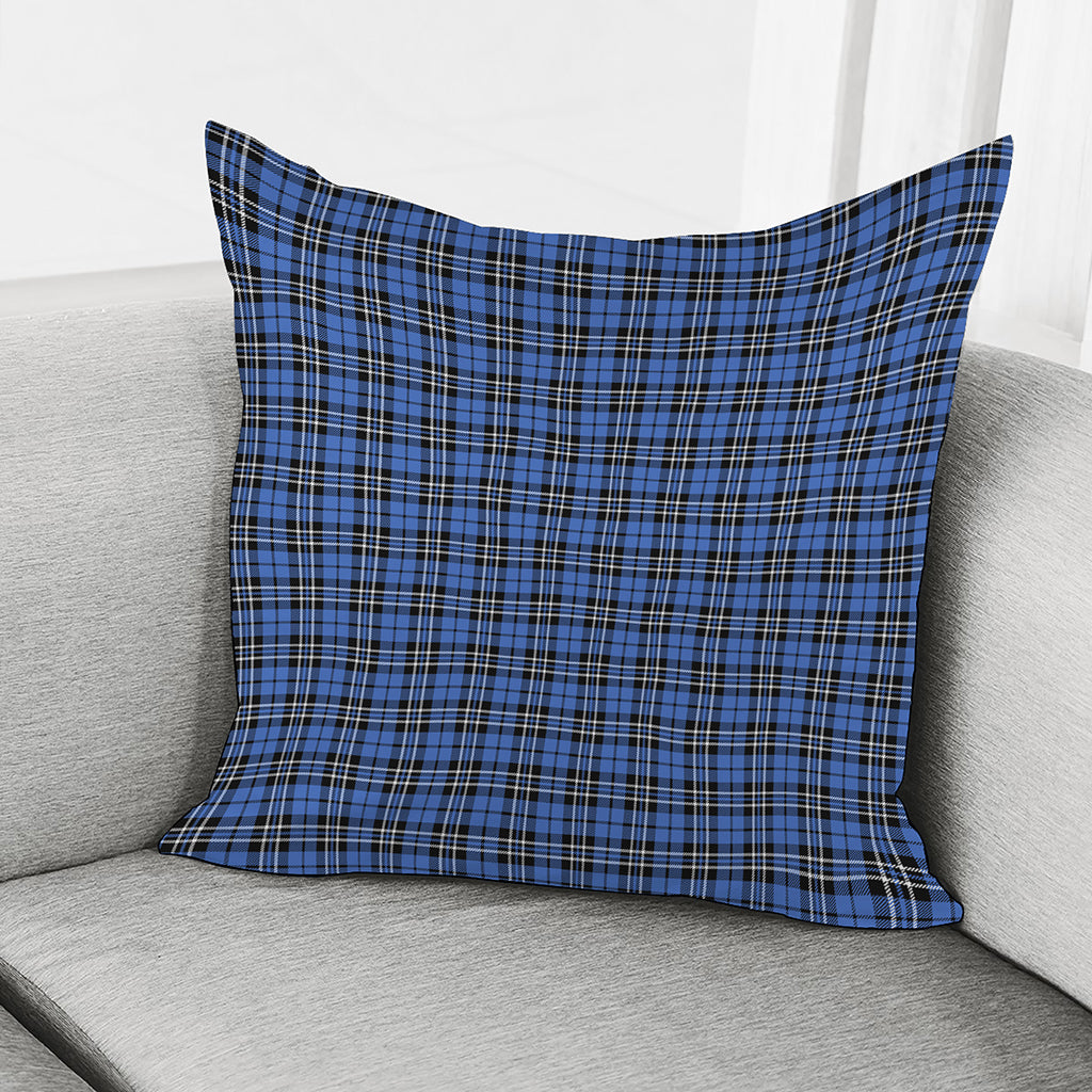 Black And Blue Tartan Pattern Print Pillow Cover
