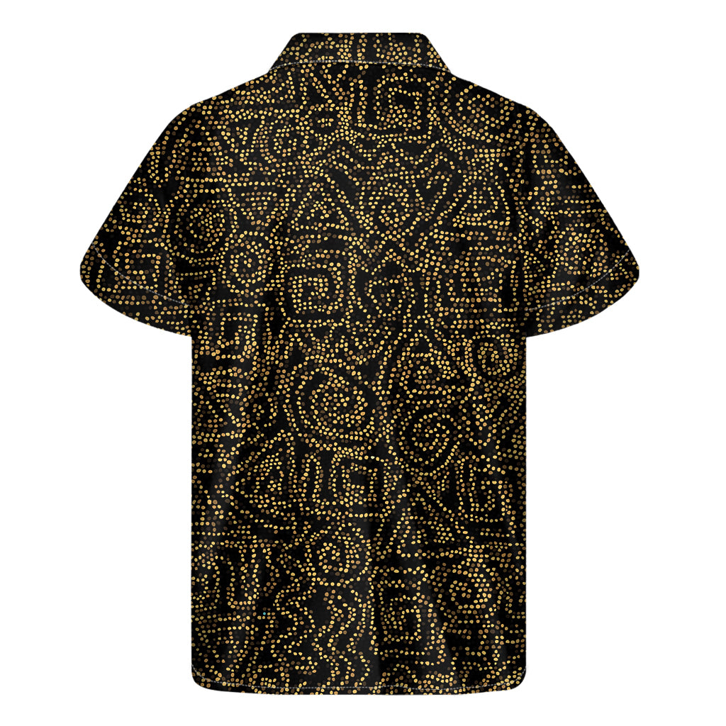 Black And Gold African Afro Print Men's Short Sleeve Shirt
