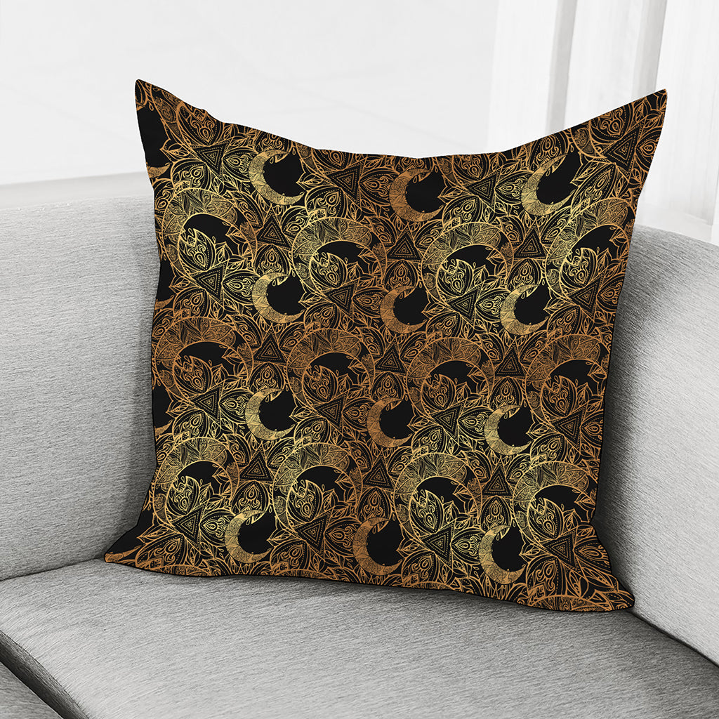 Black And Gold Celestial Pattern Print Pillow Cover