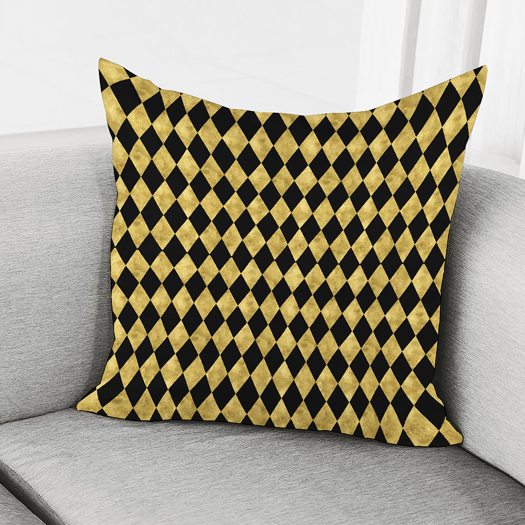 Black And Gold Harlequin Pattern Print Pillow Cover