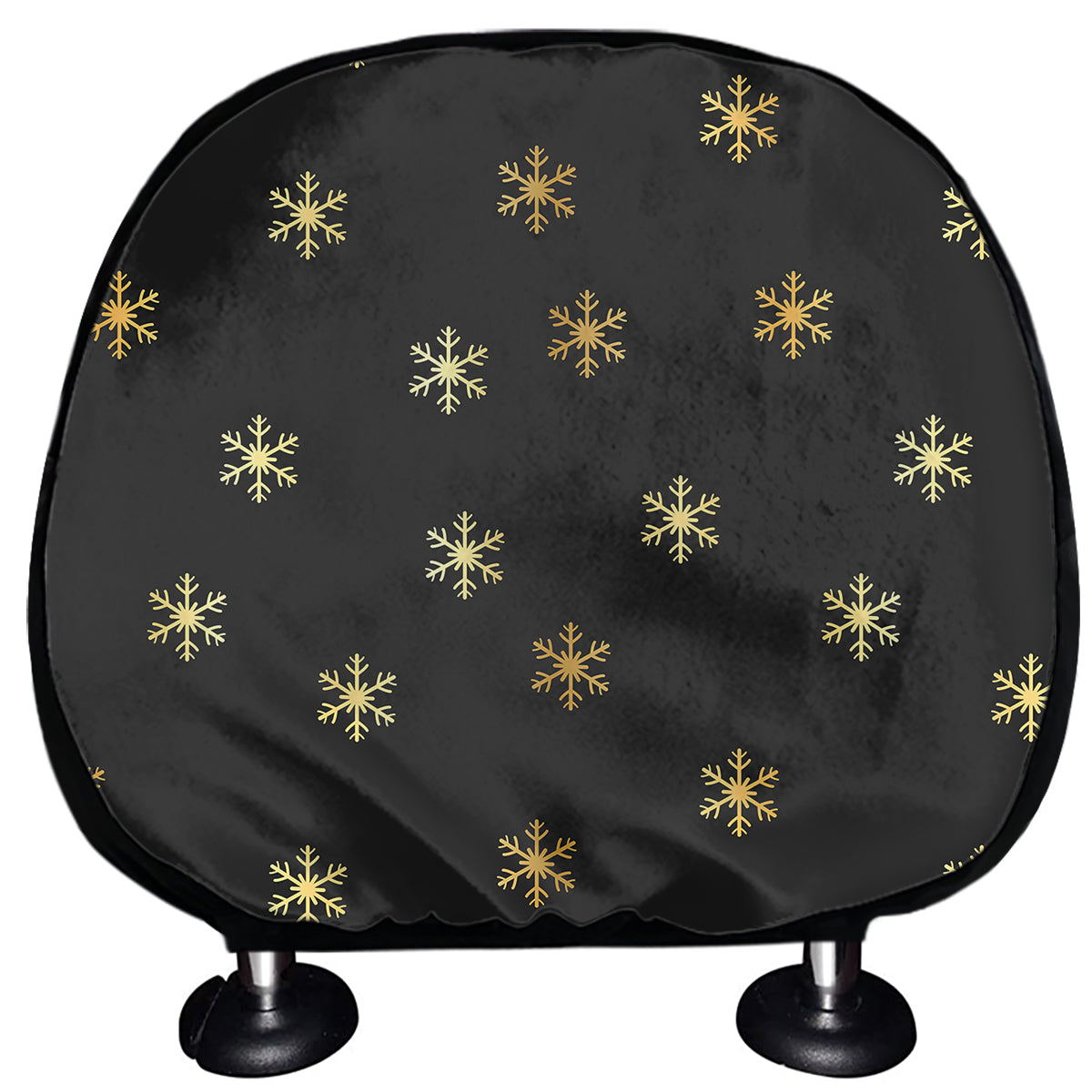 Black And Gold Snowflake Pattern Print Car Headrest Covers