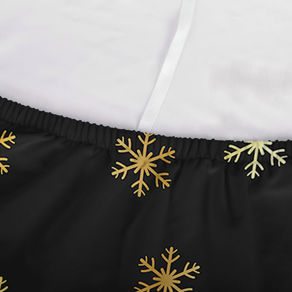 Black And Gold Snowflake Pattern Print Sofa Cover