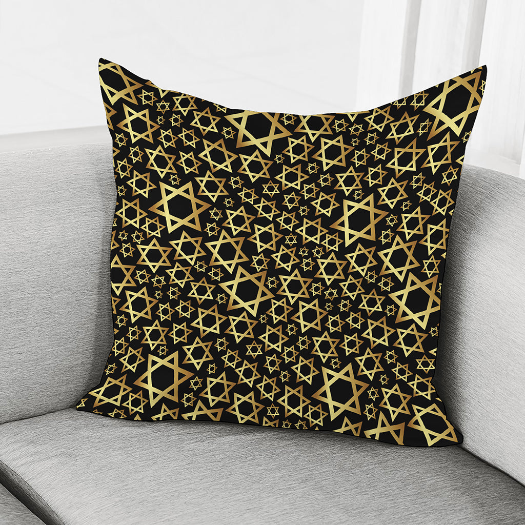 Black And Gold Star of David Print Pillow Cover