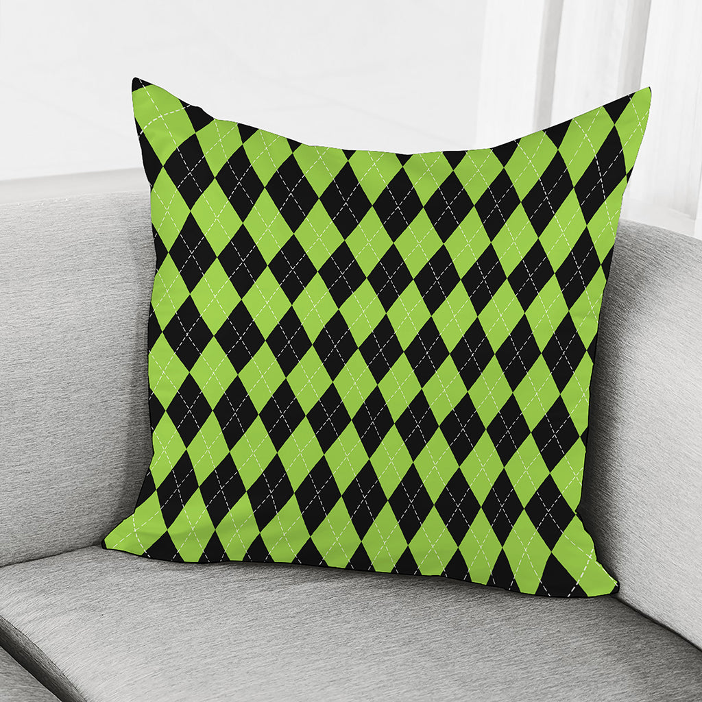 Black And Green Argyle Pattern Print Pillow Cover
