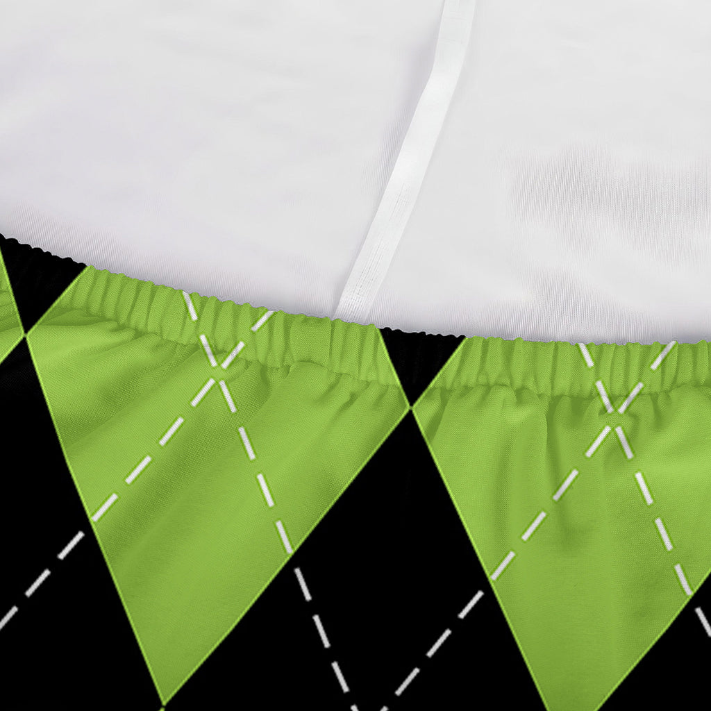 Black And Green Argyle Pattern Print Sofa Cover