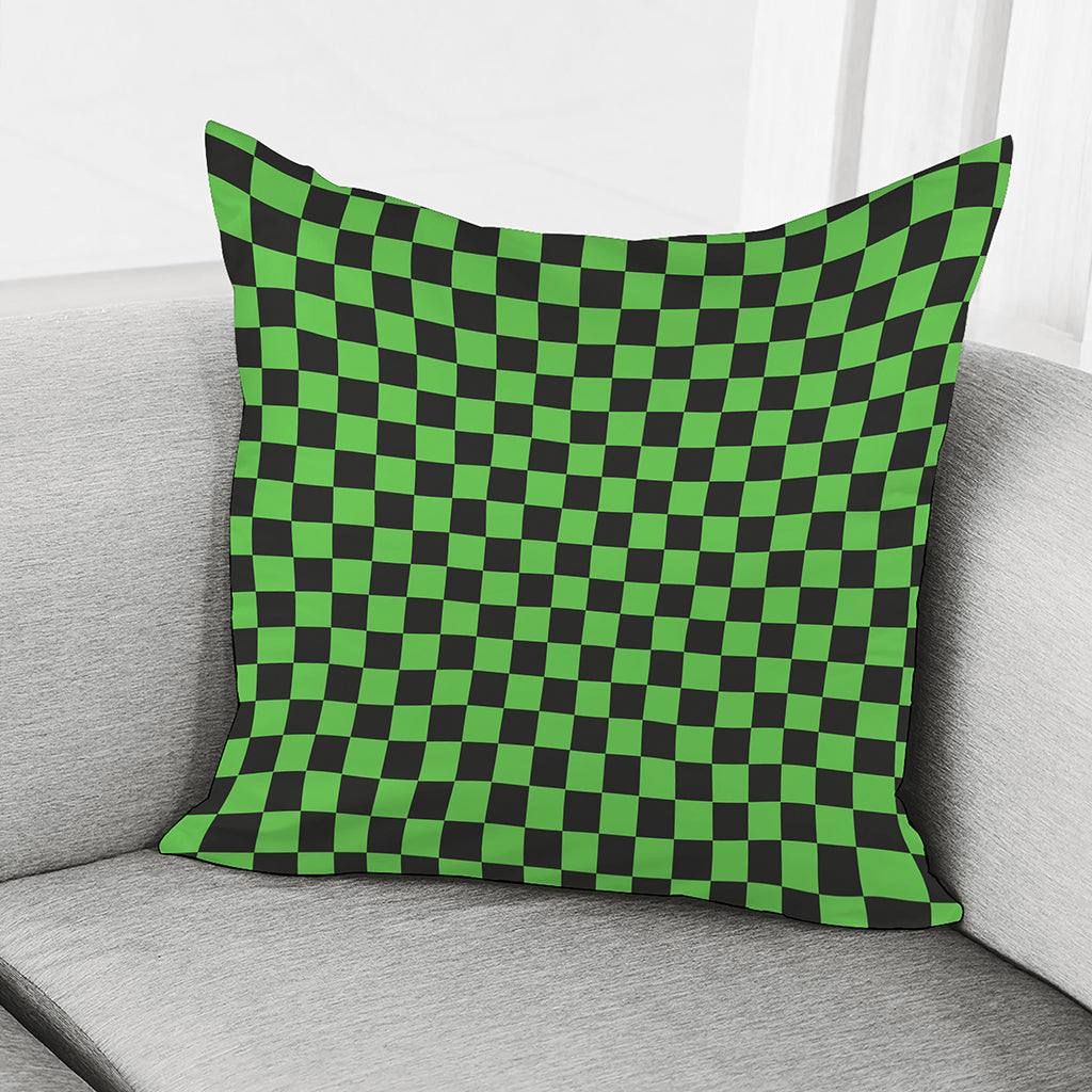 Black And Green Checkered Print Pillow Cover