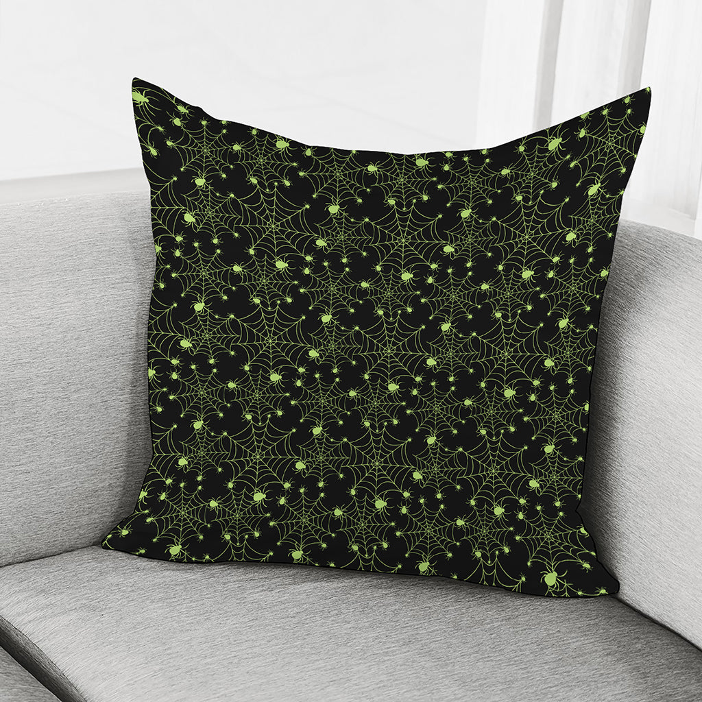 Black And Green Spider Web Pattern Print Pillow Cover