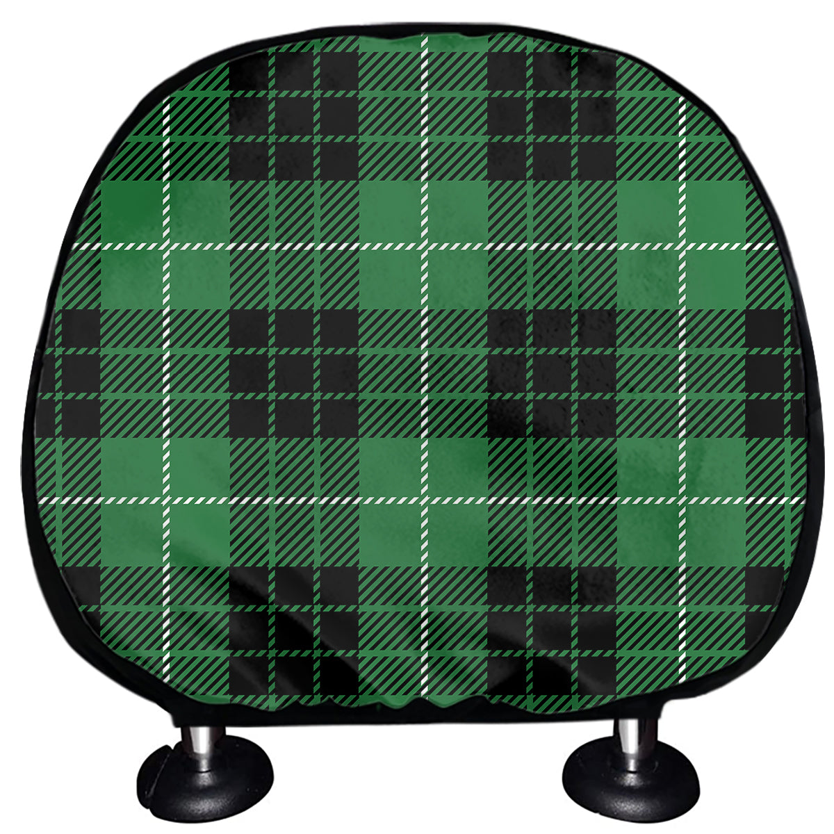 Black And Green Tartan Pattern Print Car Headrest Covers