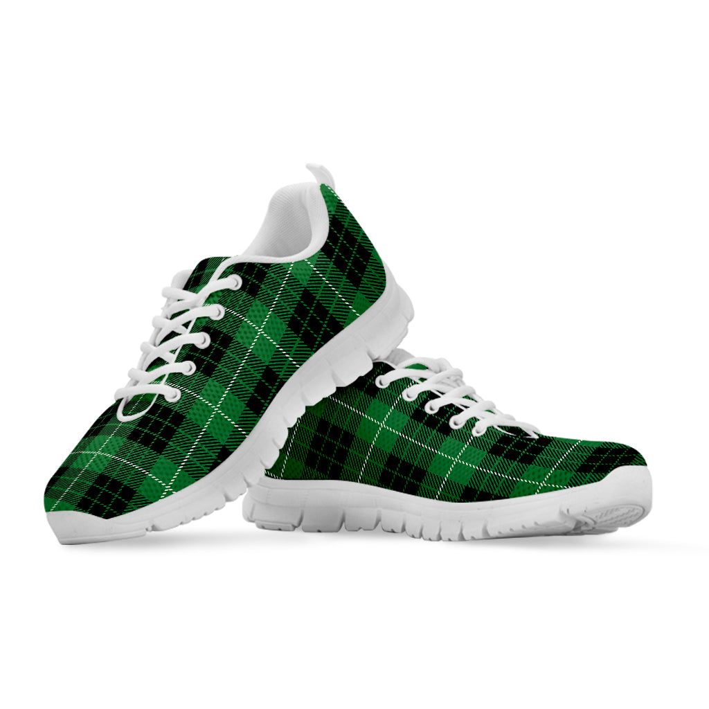 Black And Green Tartan Pattern Print White Sneakers