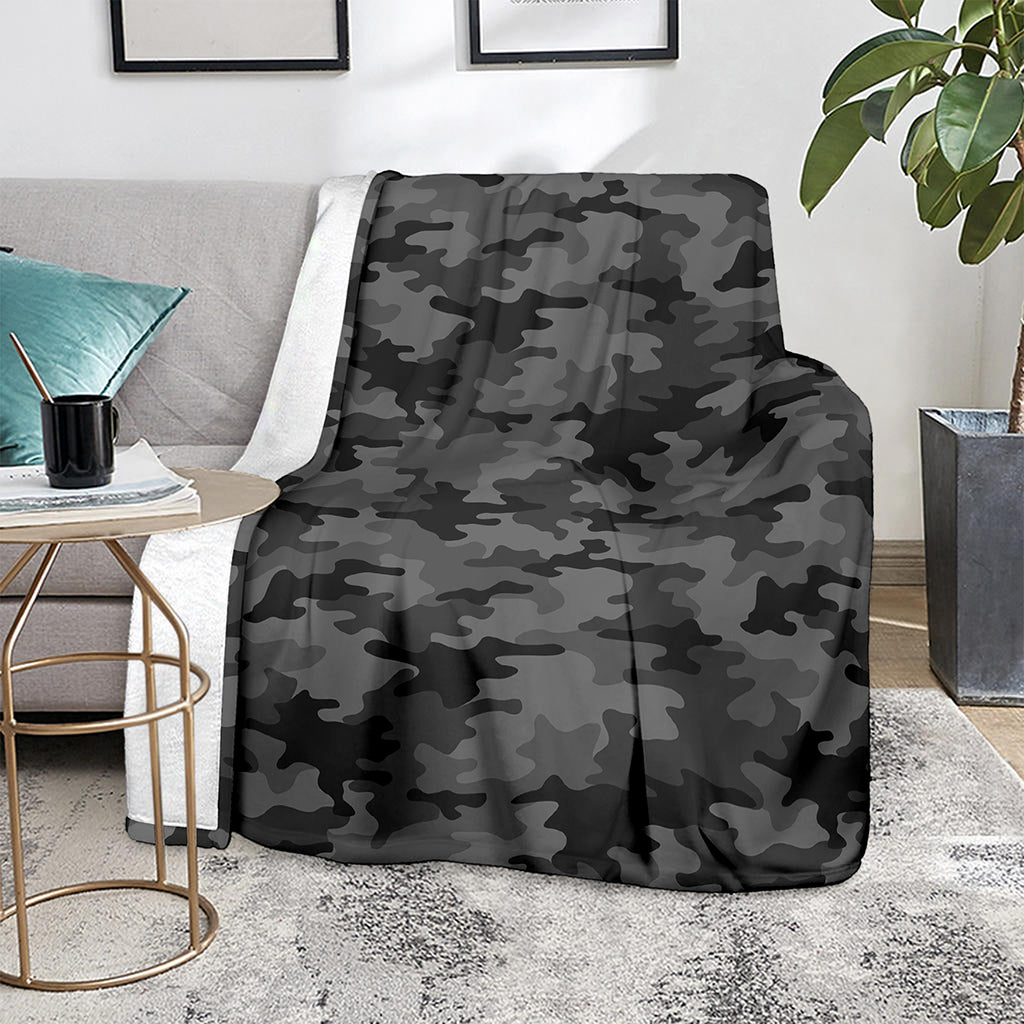 Black And Grey Camouflage Print Blanket