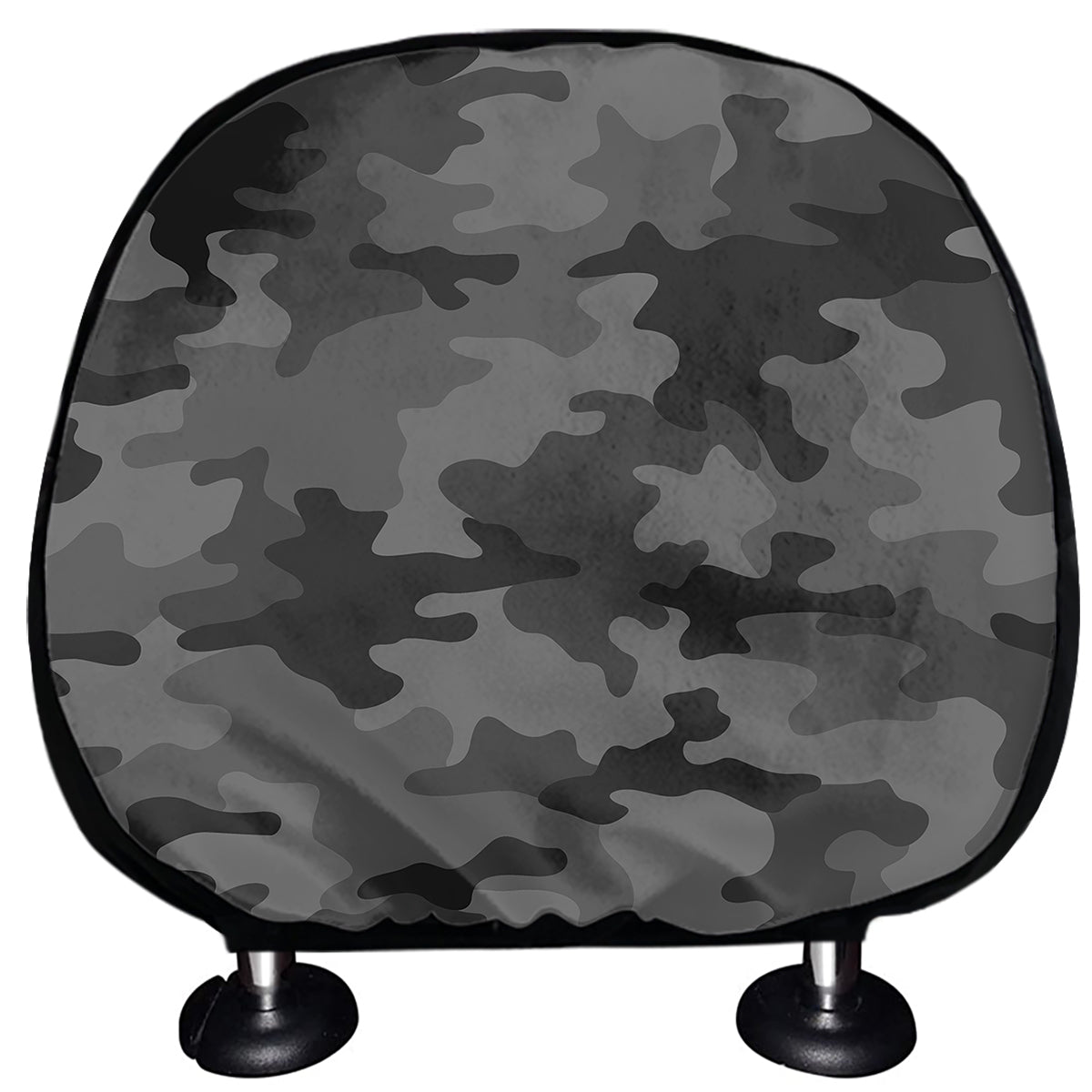 Black And Grey Camouflage Print Car Headrest Covers