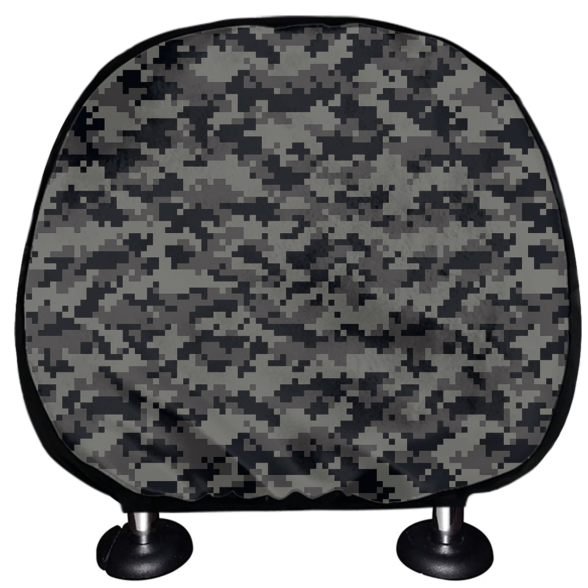 Black And Grey Digital Camo Print Car Headrest Covers
