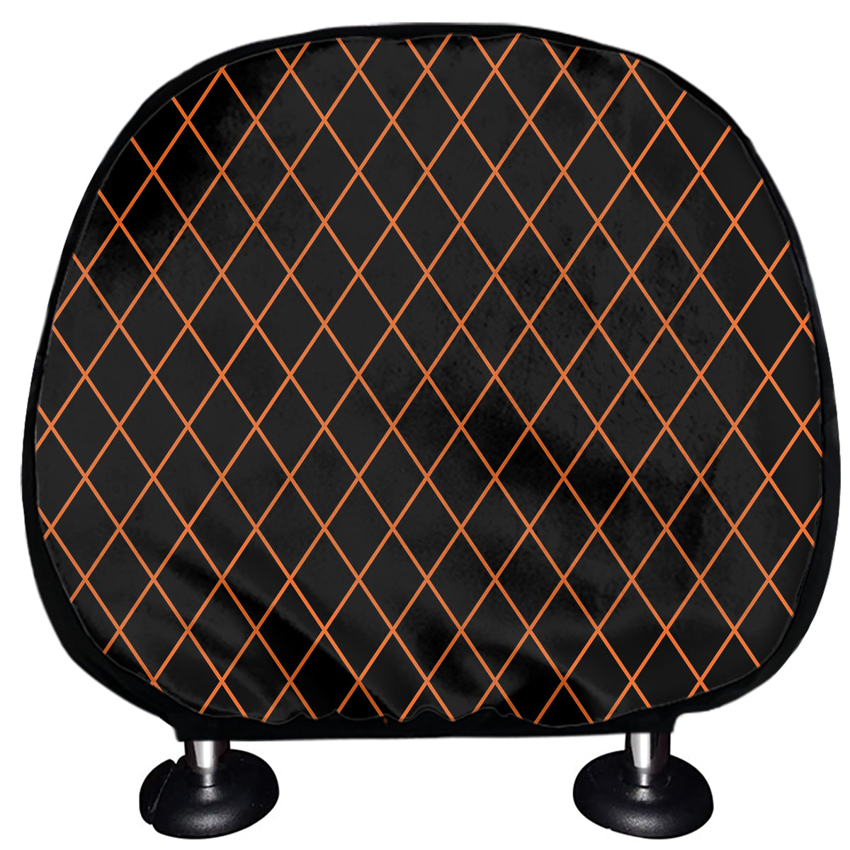 Black And Orange Harlequin Print Car Headrest Covers