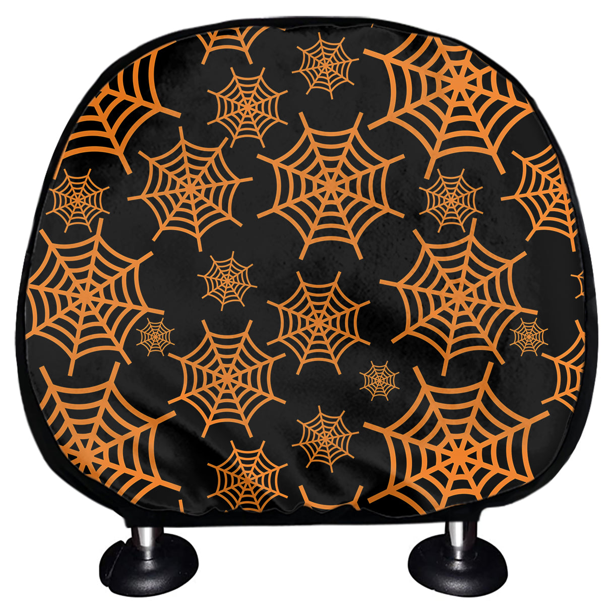 Black And Orange Spider Web Print Car Headrest Covers