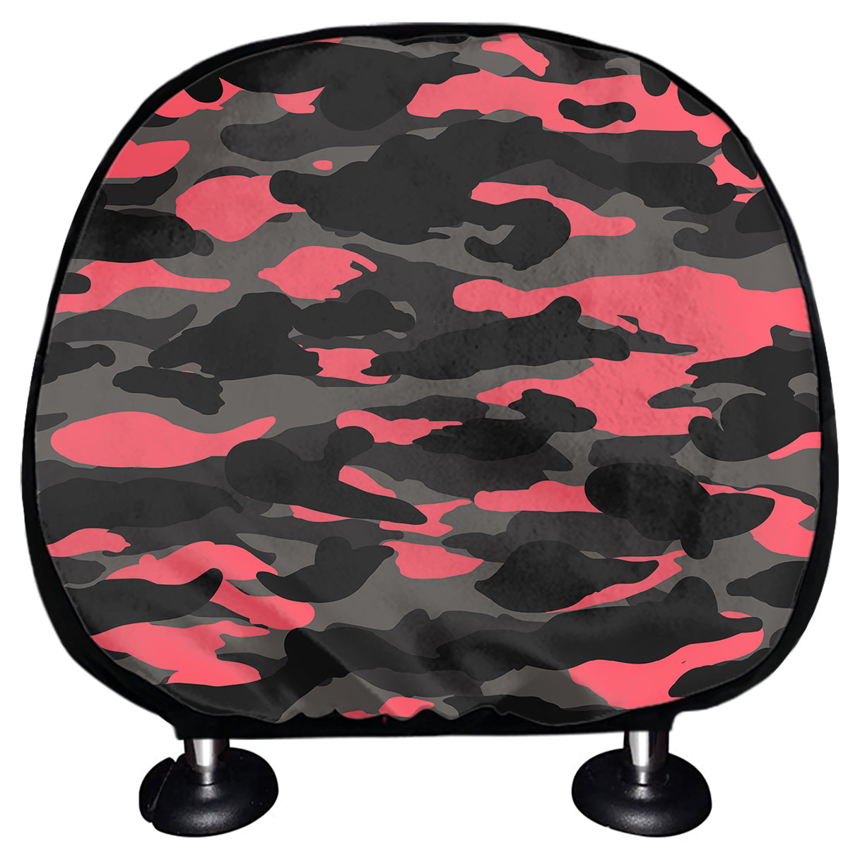 Black And Pink Camouflage Print Car Headrest Covers