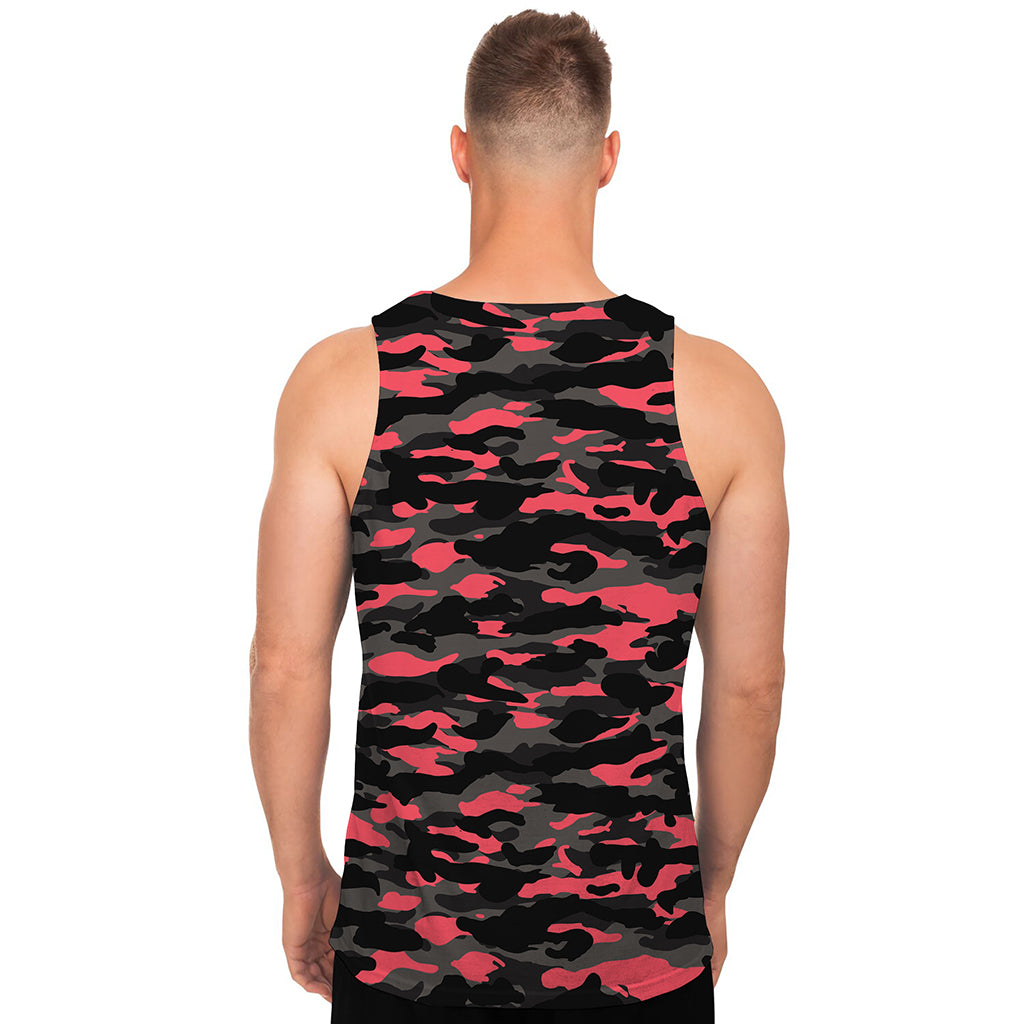 Black And Pink Camouflage Print Men's Tank Top