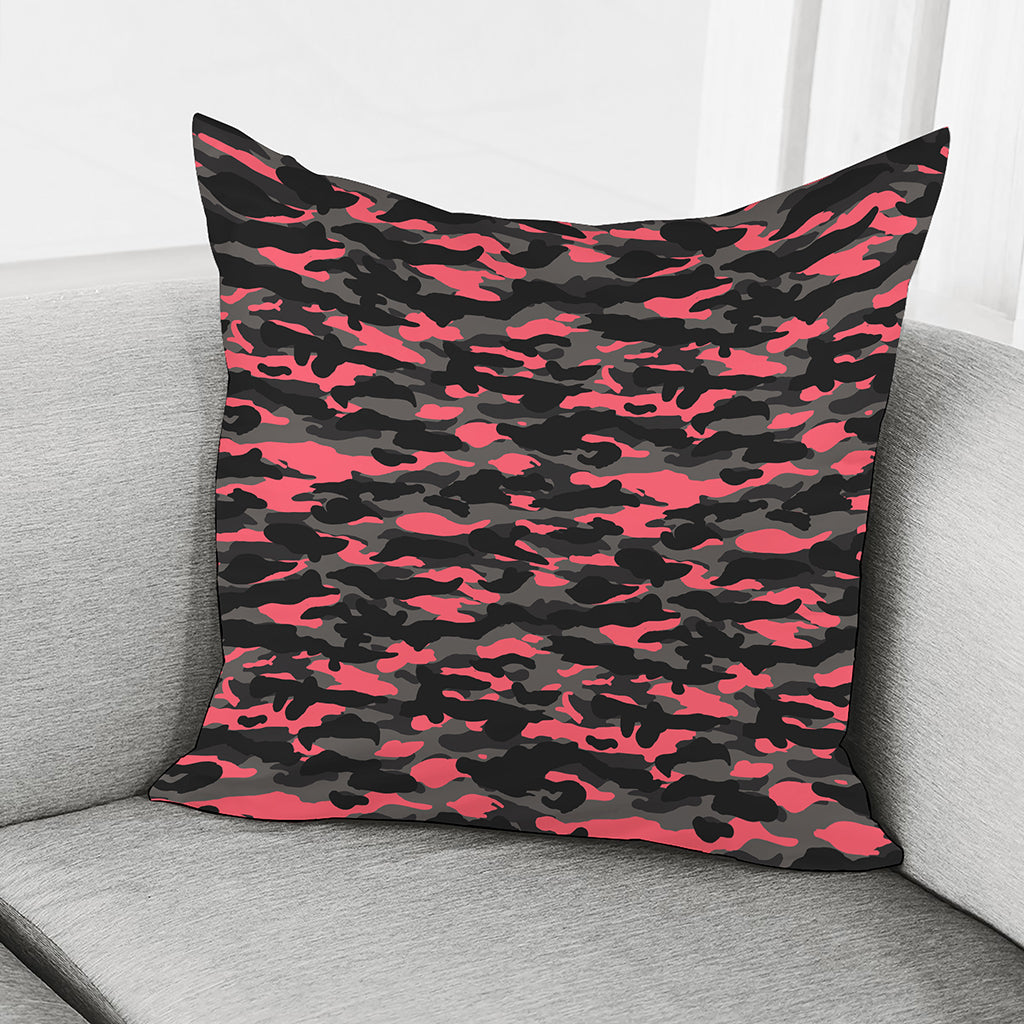 Black And Pink Camouflage Print Pillow Cover