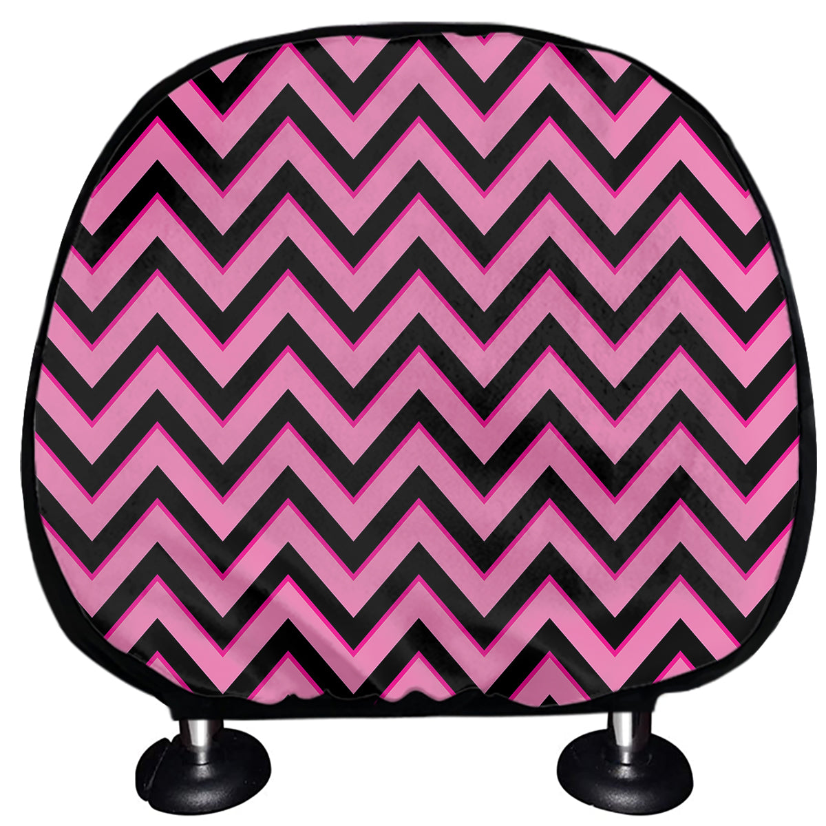 Black And Pink Chevron Pattern Print Car Headrest Covers