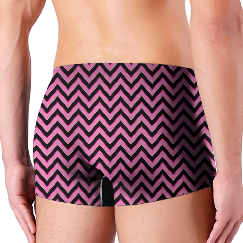 Black And Pink Chevron Pattern Print Men's Boxer Briefs