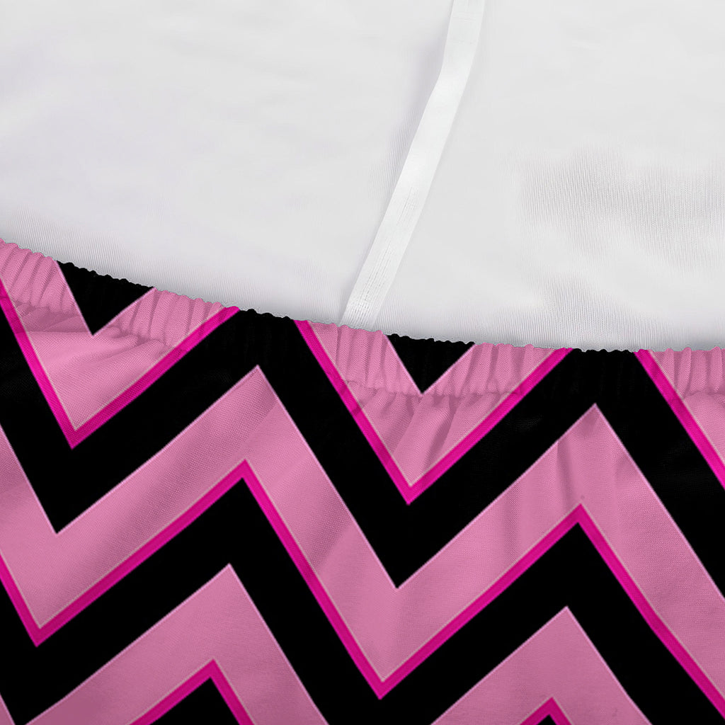 Black And Pink Chevron Pattern Print Sofa Cover
