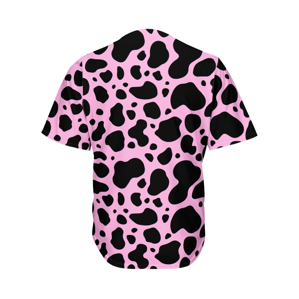 Black And Pink Cow Print Men's Baseball Jersey  GearFrost