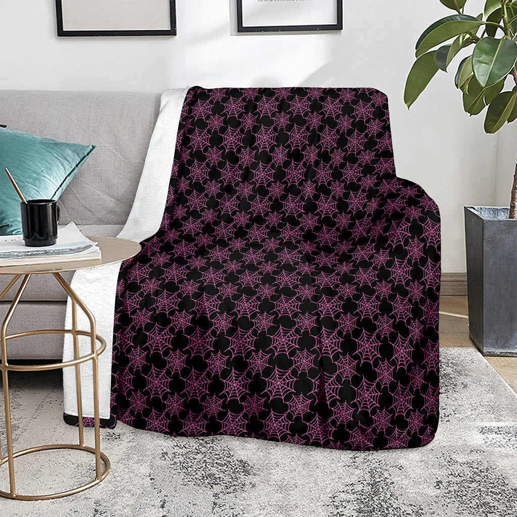 Black And Pink Spider Web Pattern Print Blanket
