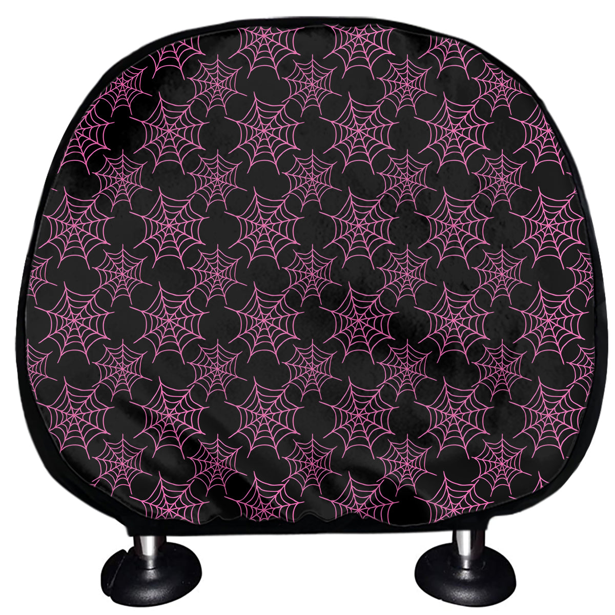 Black And Pink Spider Web Pattern Print Car Headrest Covers