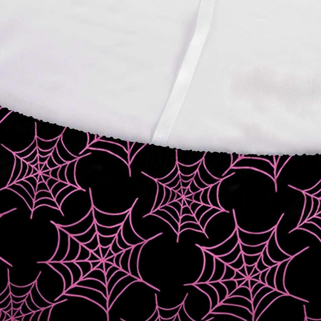 Black And Pink Spider Web Pattern Print Sofa Cover