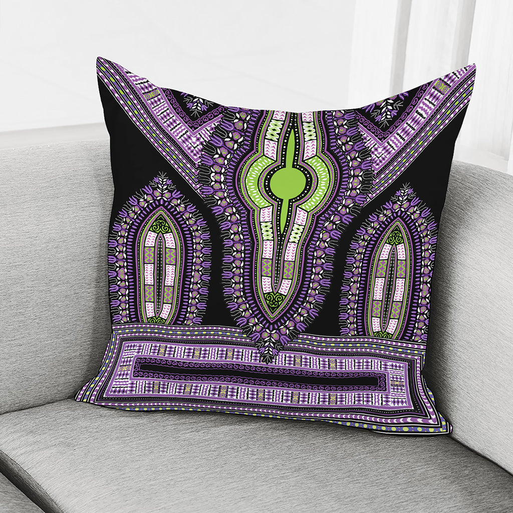 Black And Purple African Dashiki Print Pillow Cover