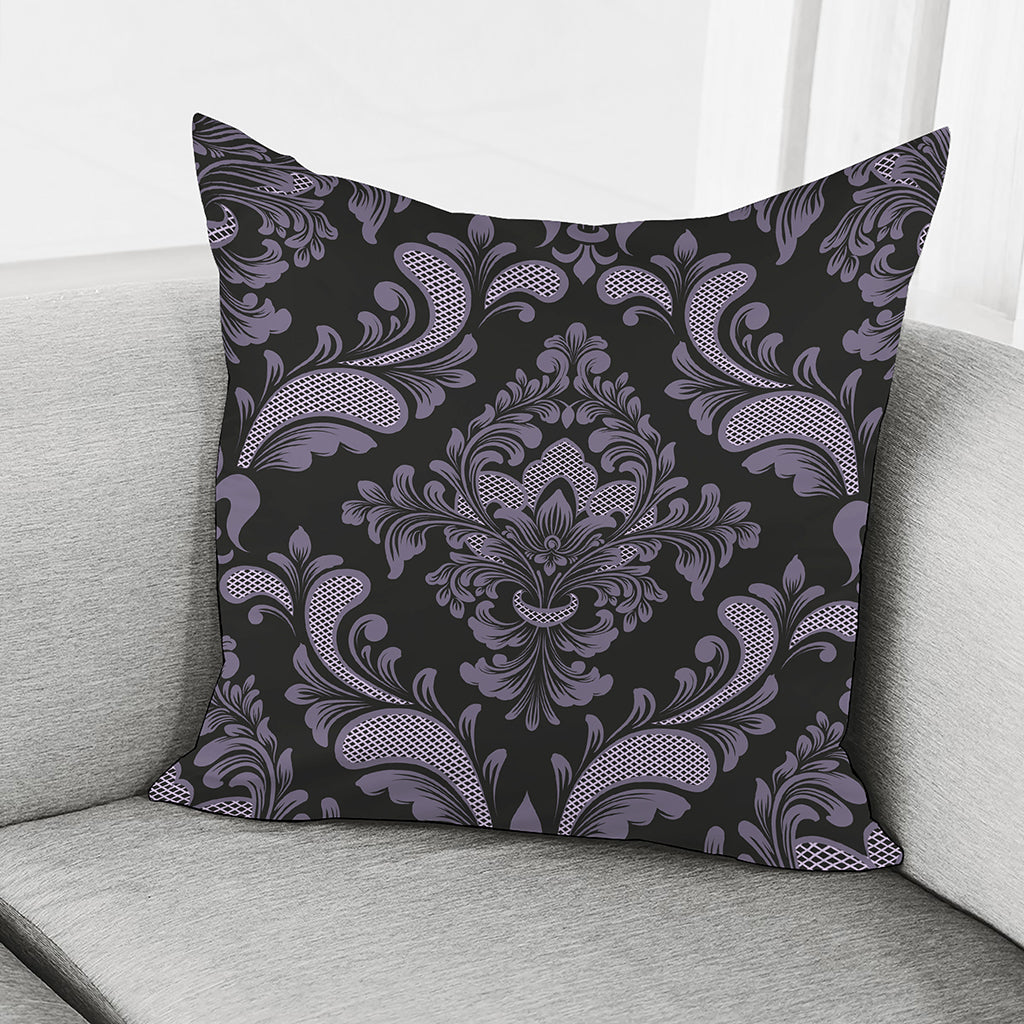 Black And Purple Damask Pattern Print Pillow Cover