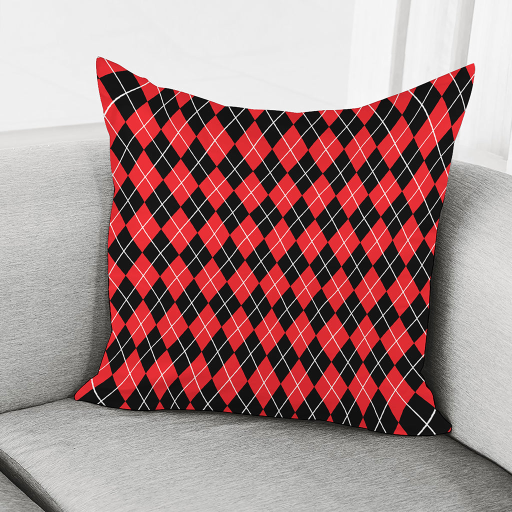 Black And Red Argyle Pattern Print Pillow Cover