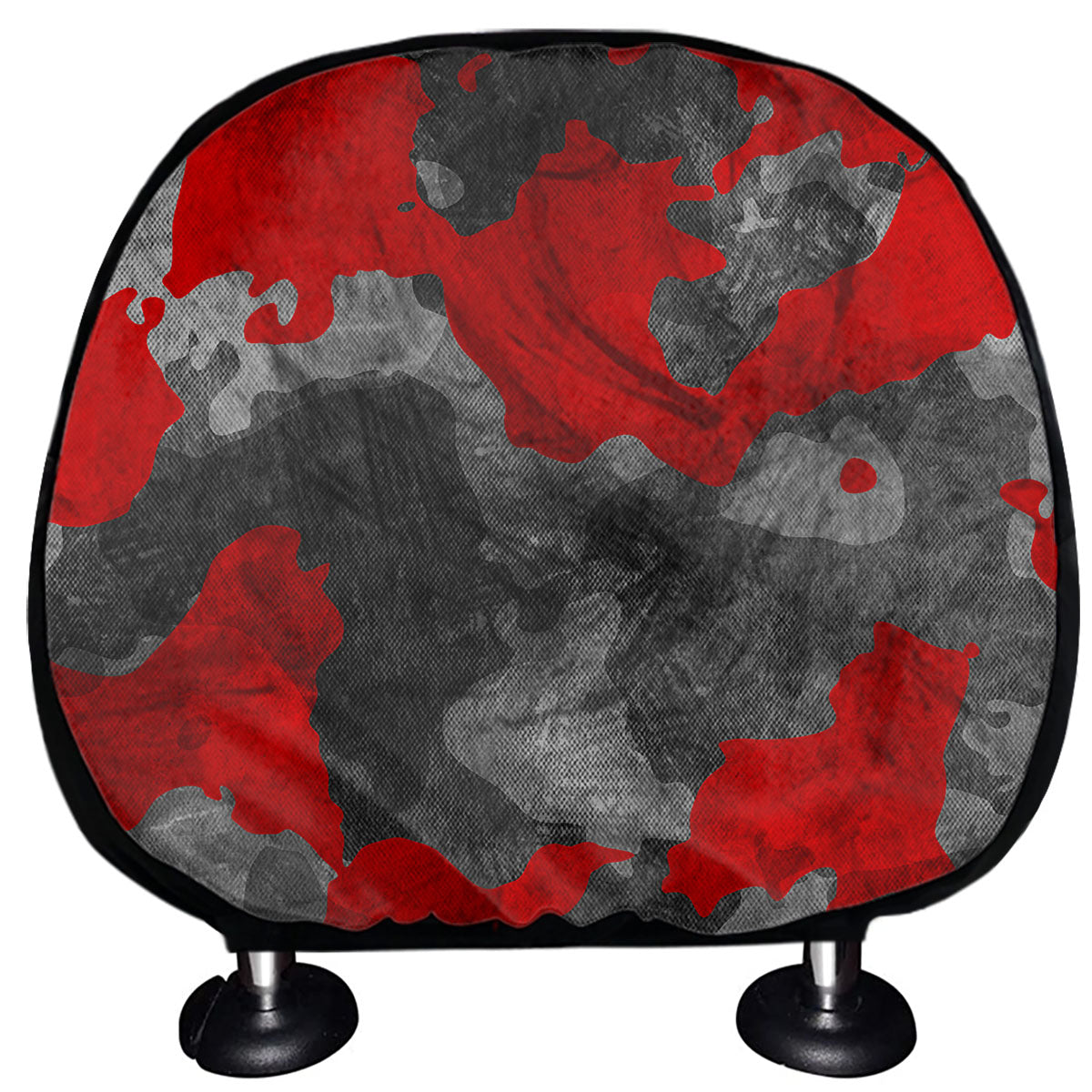 Black And Red Camouflage Print Car Headrest Covers