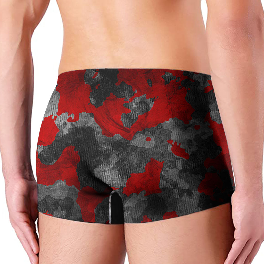 Black And Red Camouflage Print Men's Boxer Briefs