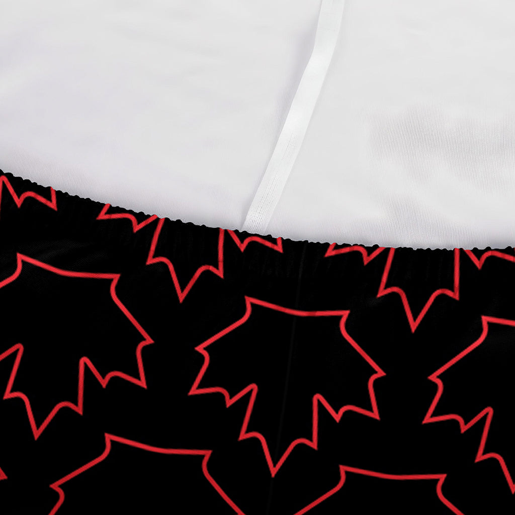 Black And Red Canadian Maple Leaf Print Sofa Cover