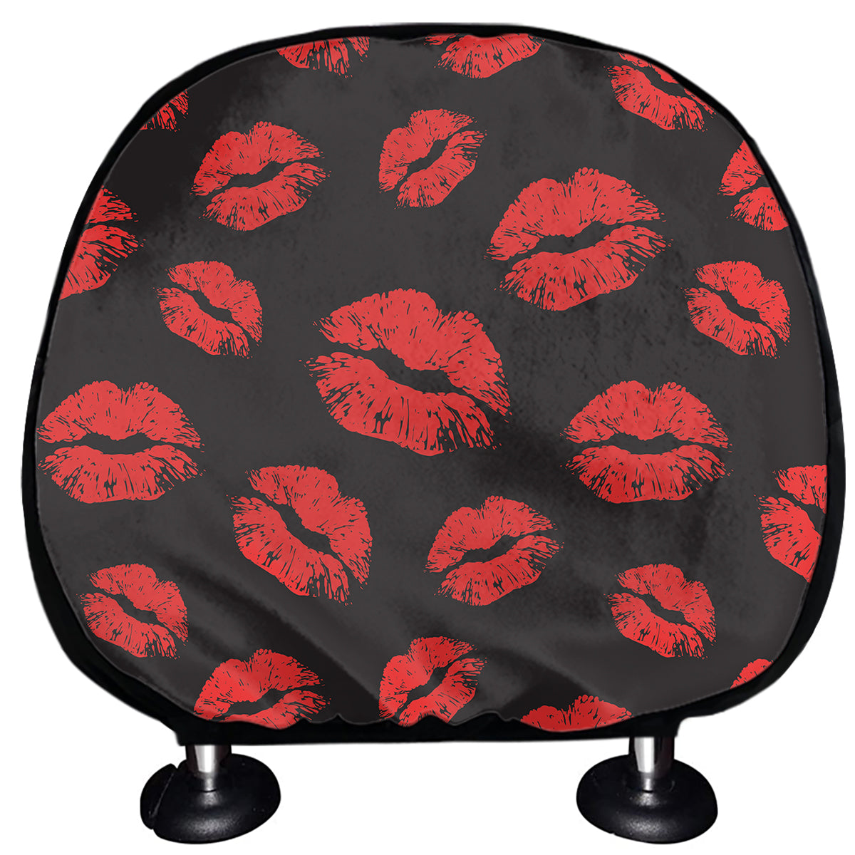 Black And Red Lips Pattern Print Car Headrest Covers