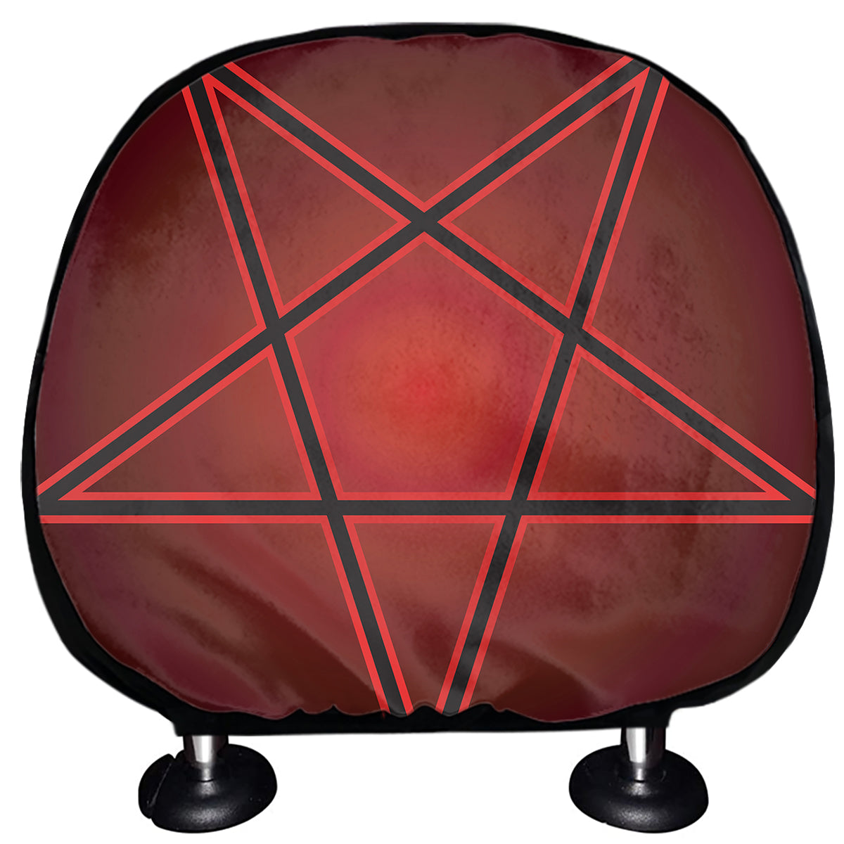 Black And Red Satanic Pentagram Print Car Headrest Covers