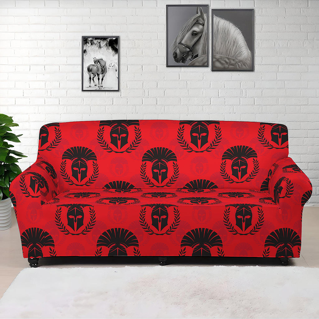 Black And Red Spartan Pattern Print Sofa Cover
