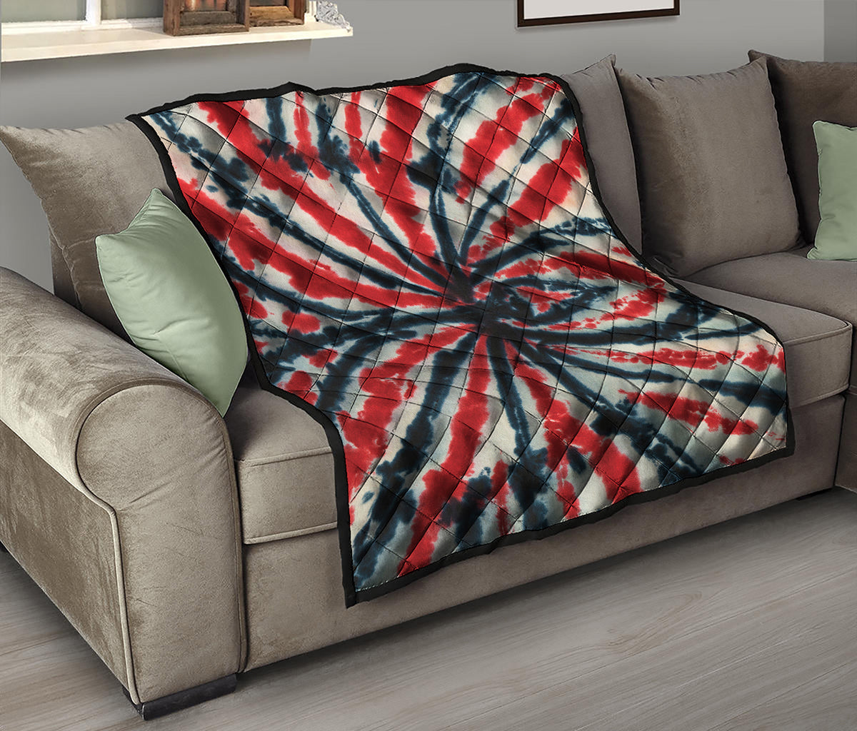 Black And Red Spider Tie Dye Print Quilt