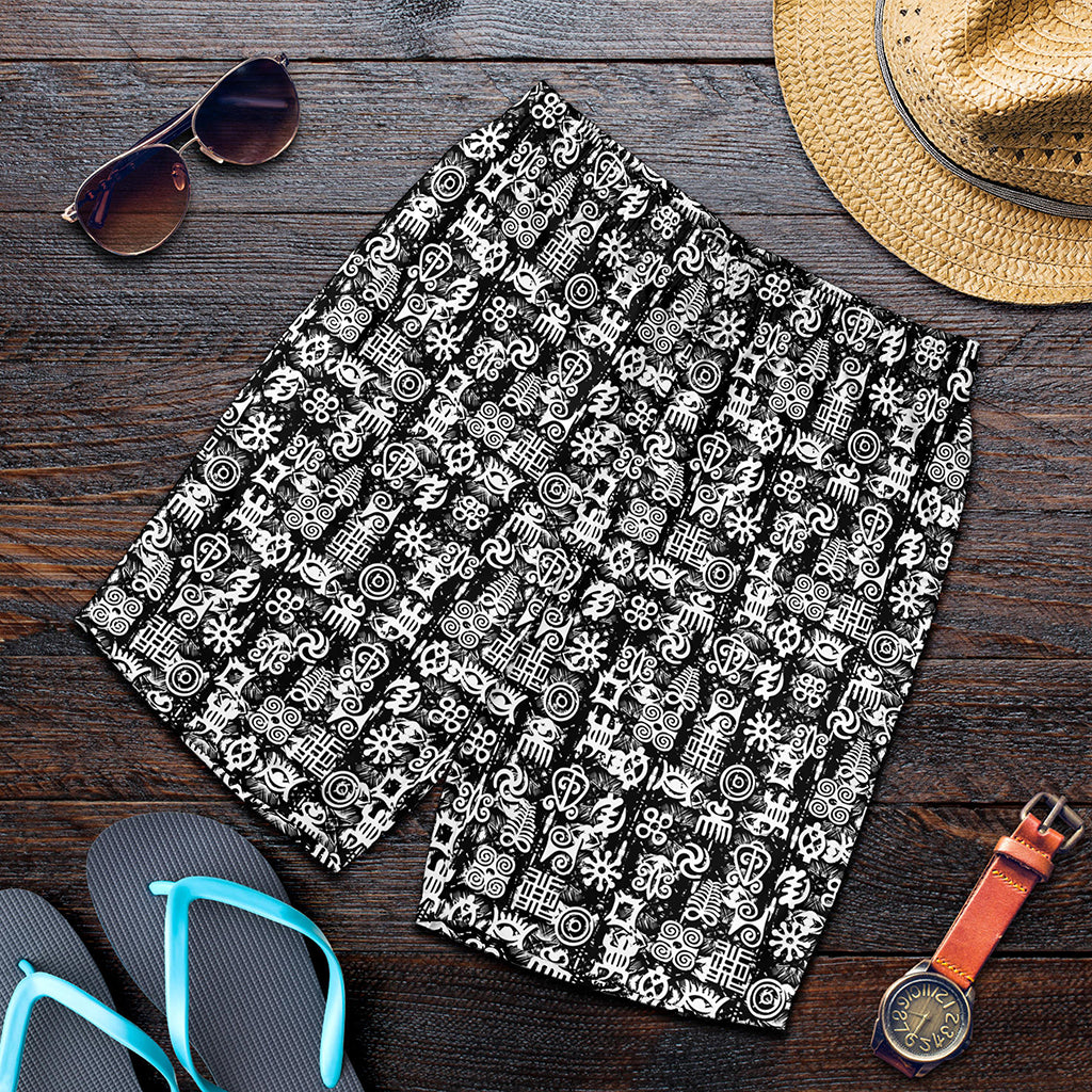 Black And White African Adinkra Symbols Men's Shorts