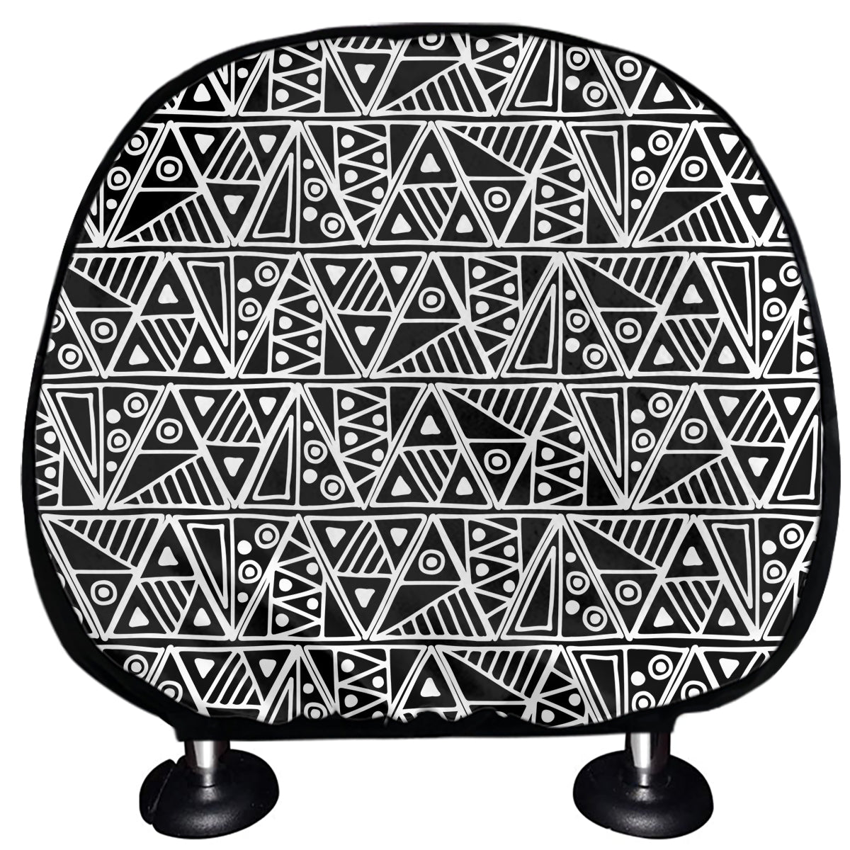 Black And White African Ethnic Print Car Headrest Covers