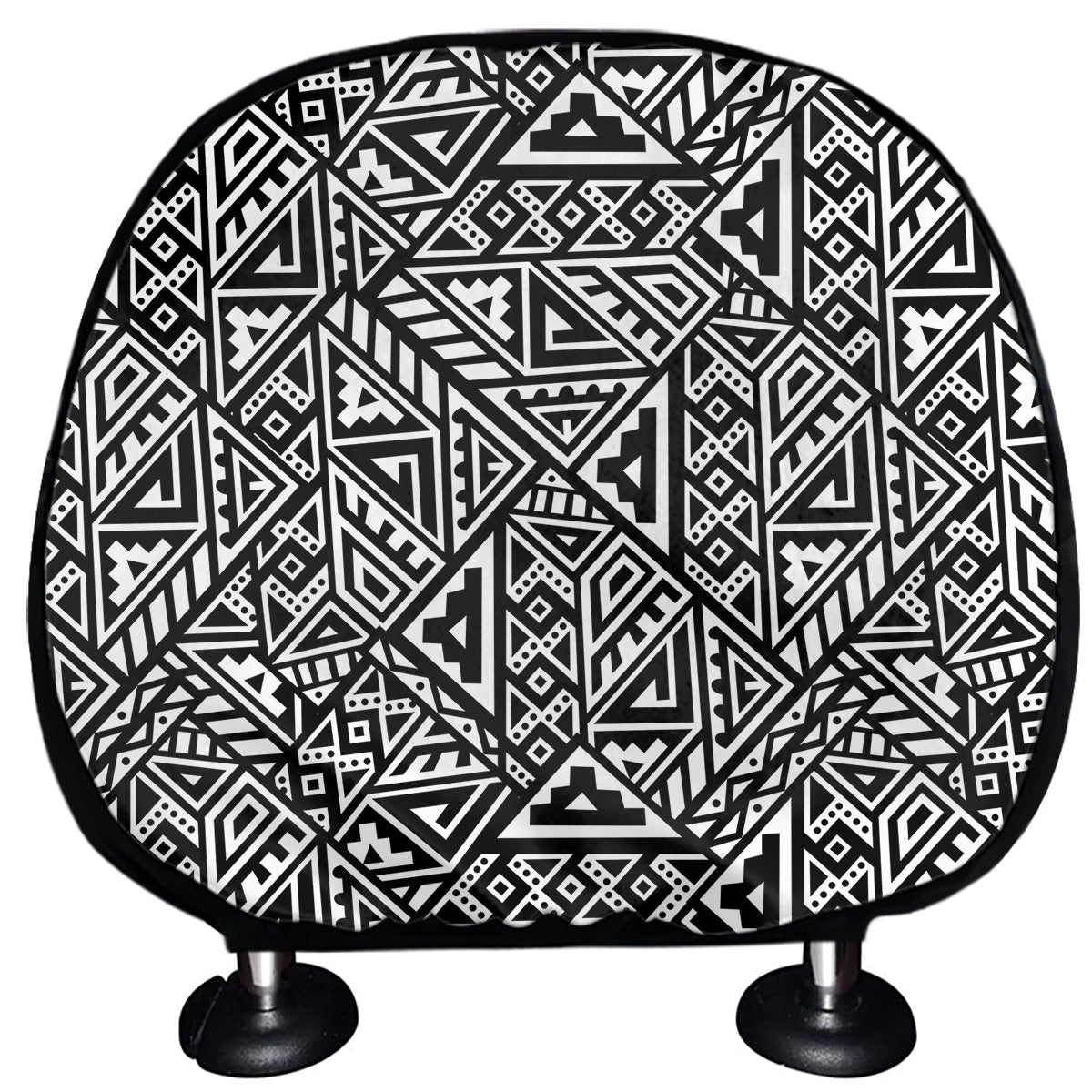 Black And White African Inspired Print Car Headrest Covers