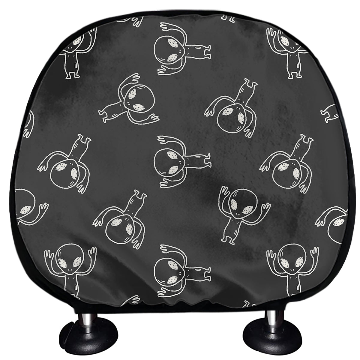 Black And White Alien Print Car Headrest Covers