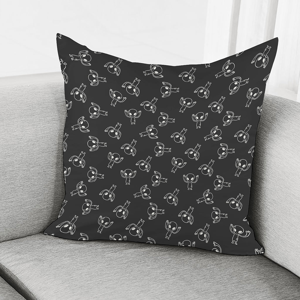 Black And White Alien Print Pillow Cover