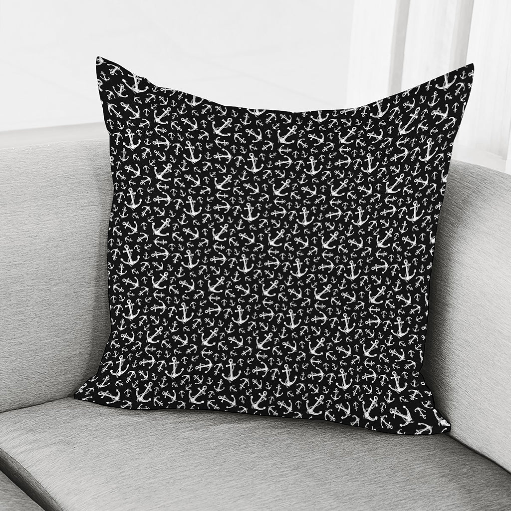 Black And White Anchor Pattern Print Pillow Cover
