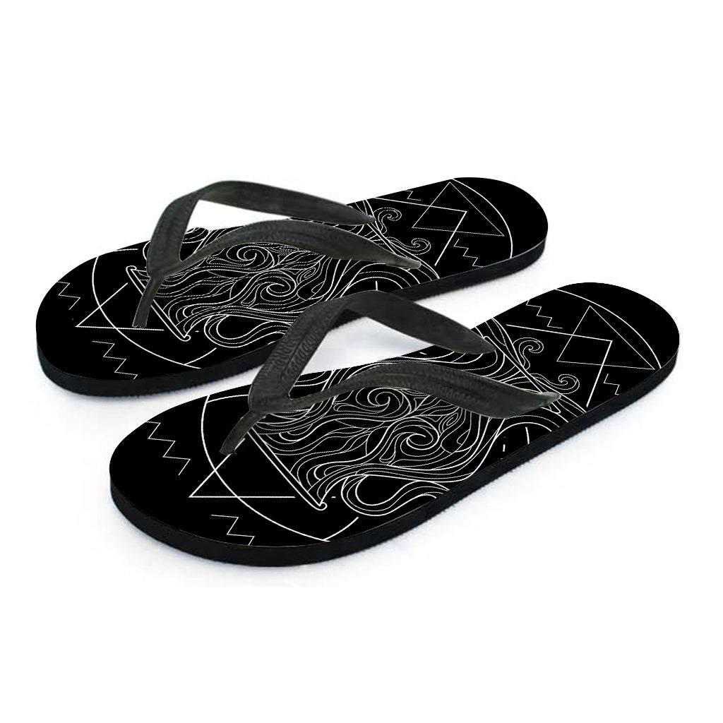Black And White Aquarius Sign Print Flip Flops