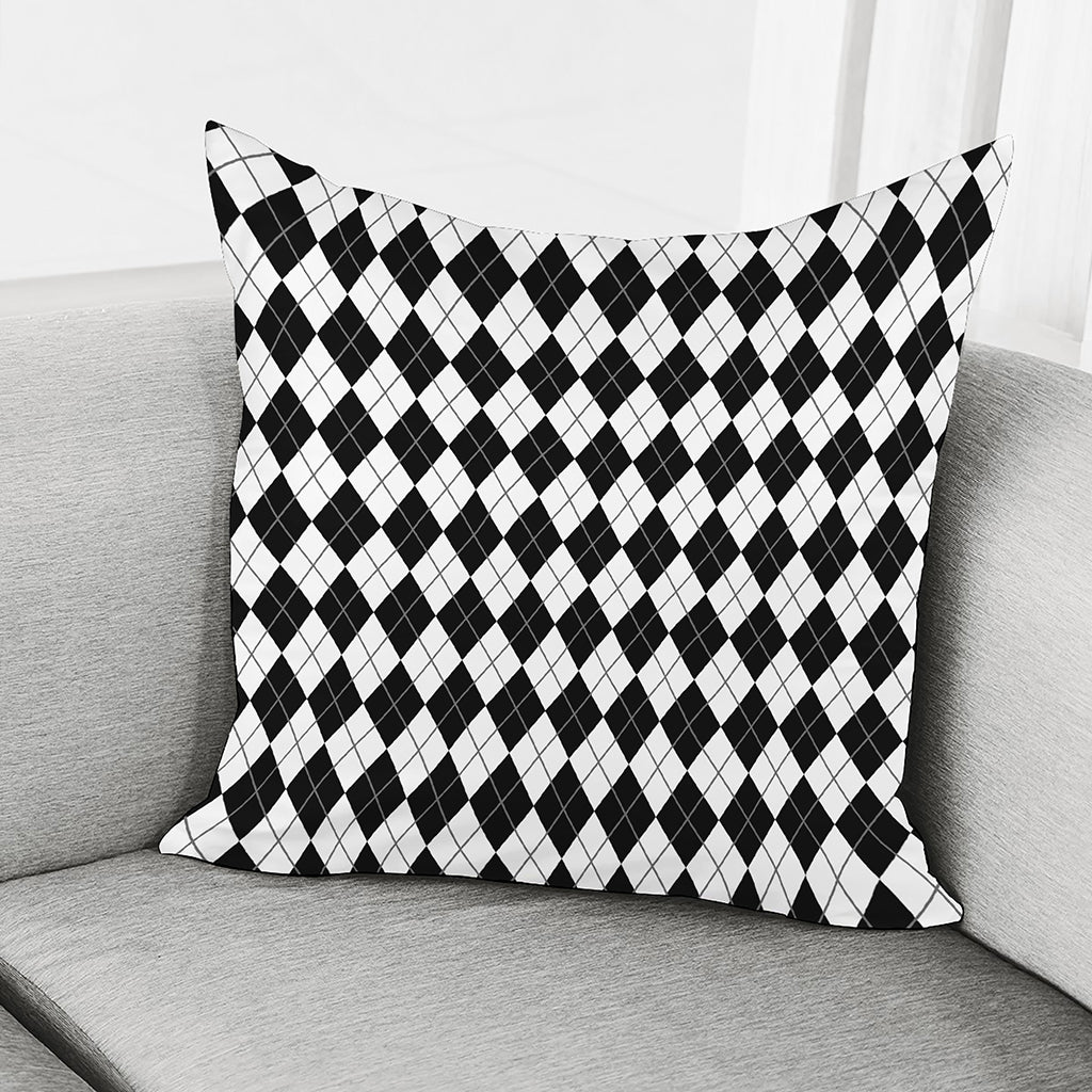 Black And White Argyle Pattern Print Pillow Cover