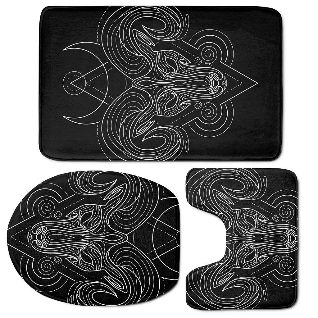 Black And White Aries Sign Print 3 Piece Bath Mat Set