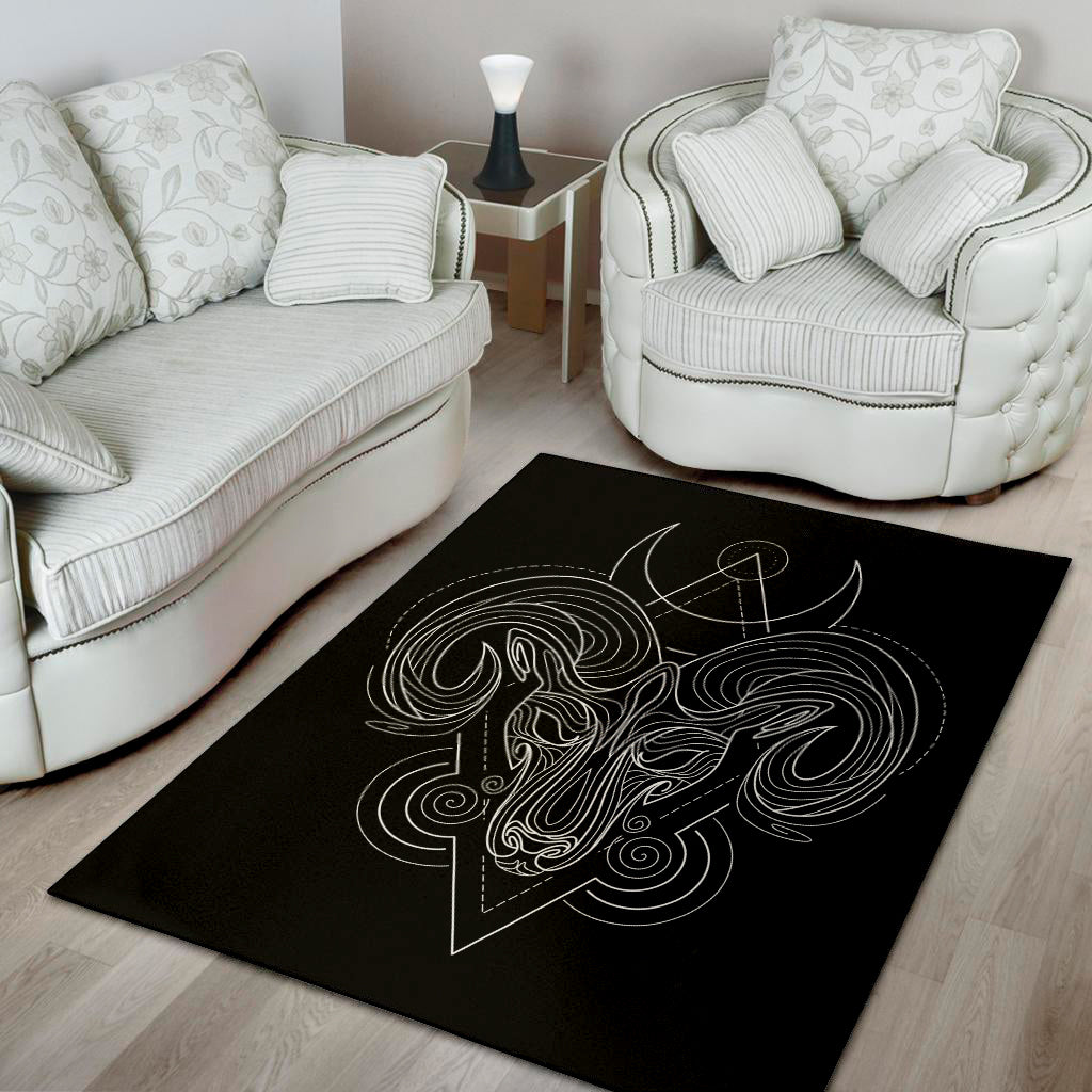 Black And White Aries Sign Print Area Rug