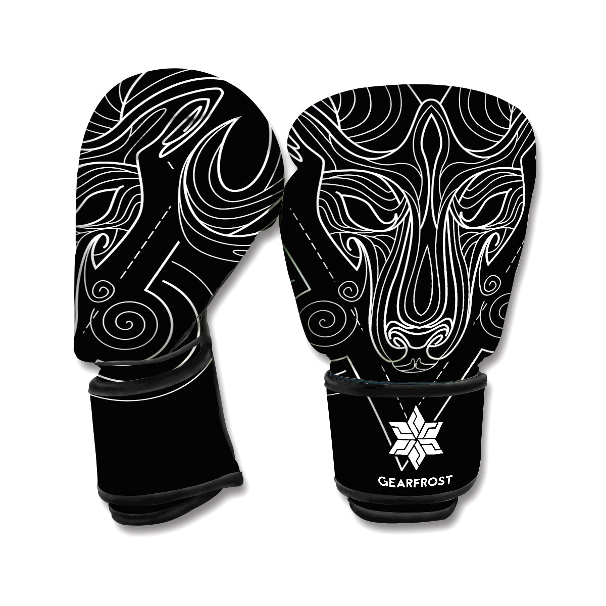 Black And White Aries Sign Print Boxing Gloves