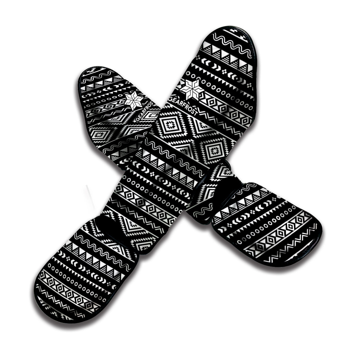 Black And White Aztec Ethnic Print Muay Thai Shin Guard